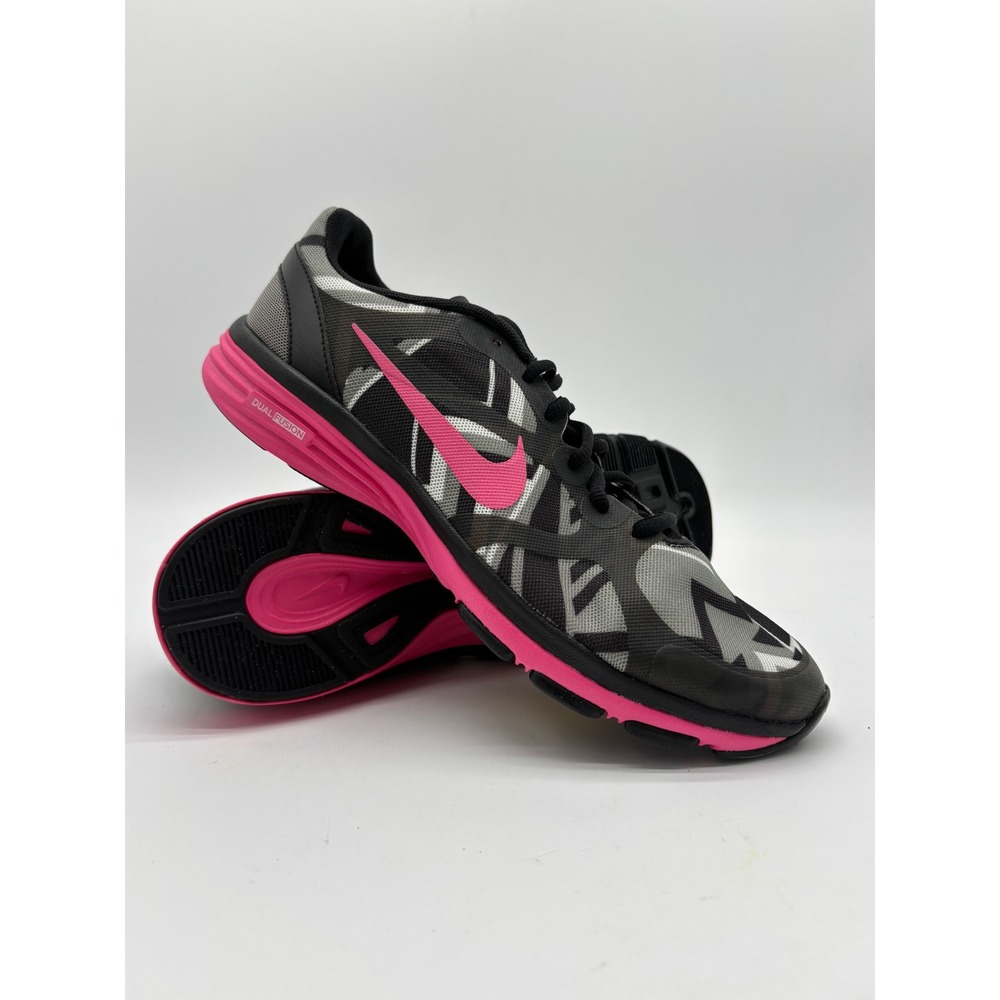 Nike Dual Fusion TR 2 Womens 9.5 Black Pink Geometric Training Shoes 579812-016
